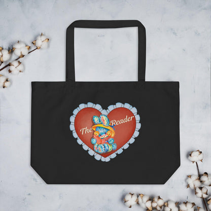 The Reader Large Organic Cotton Twill Tote Bag - The Bean Workshop - book lover, bookish gift, read everyday, the reader, tote, tote bag, valentine, Valentine's Day Picks