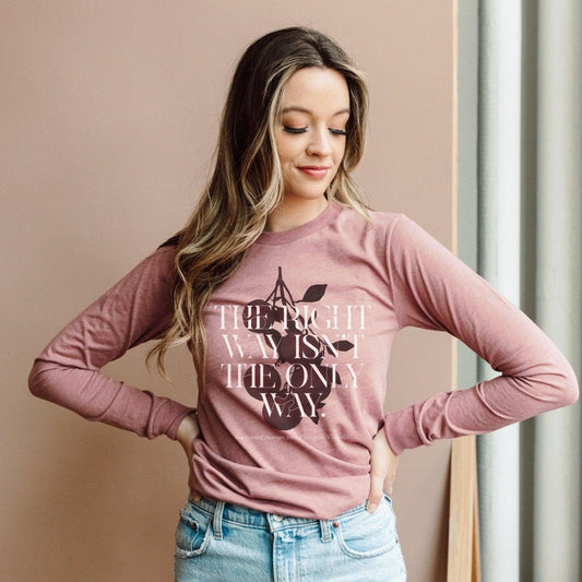 The Right Way Isn't The Only Way Long Sleeve Tee Shirt - The Bean Workshop - fourth wing, iron flame, long sleeve tee, rebecca yarros, violet sorrengail, xaden riorson
