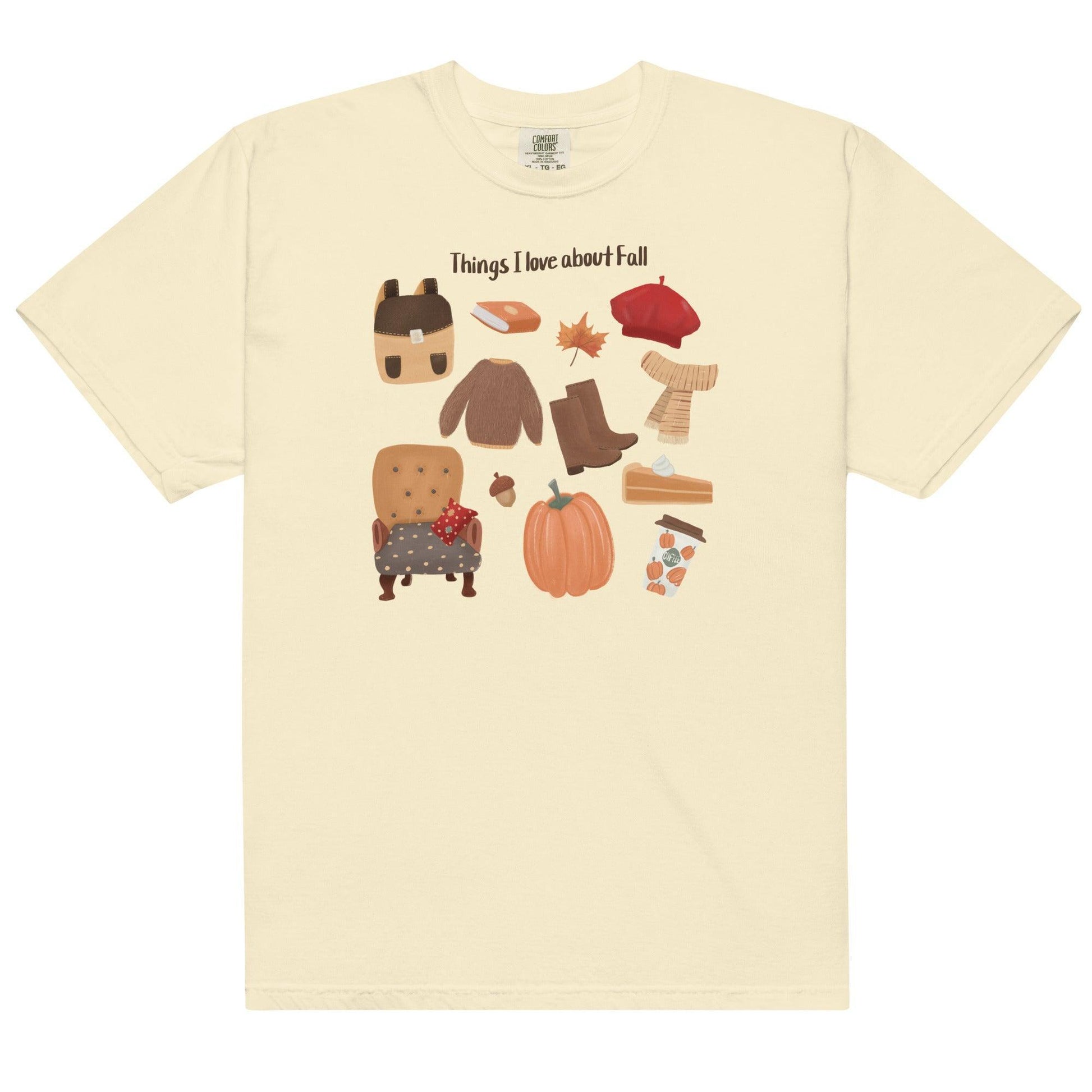 Things I love about Fall Tee Shirt - The Bean Workshop - book lover, fall, girlie, romance, tee shirt