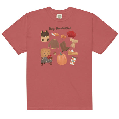 Things I love about Fall Tee Shirt - The Bean Workshop - book lover, fall, girlie, romance, tee shirt