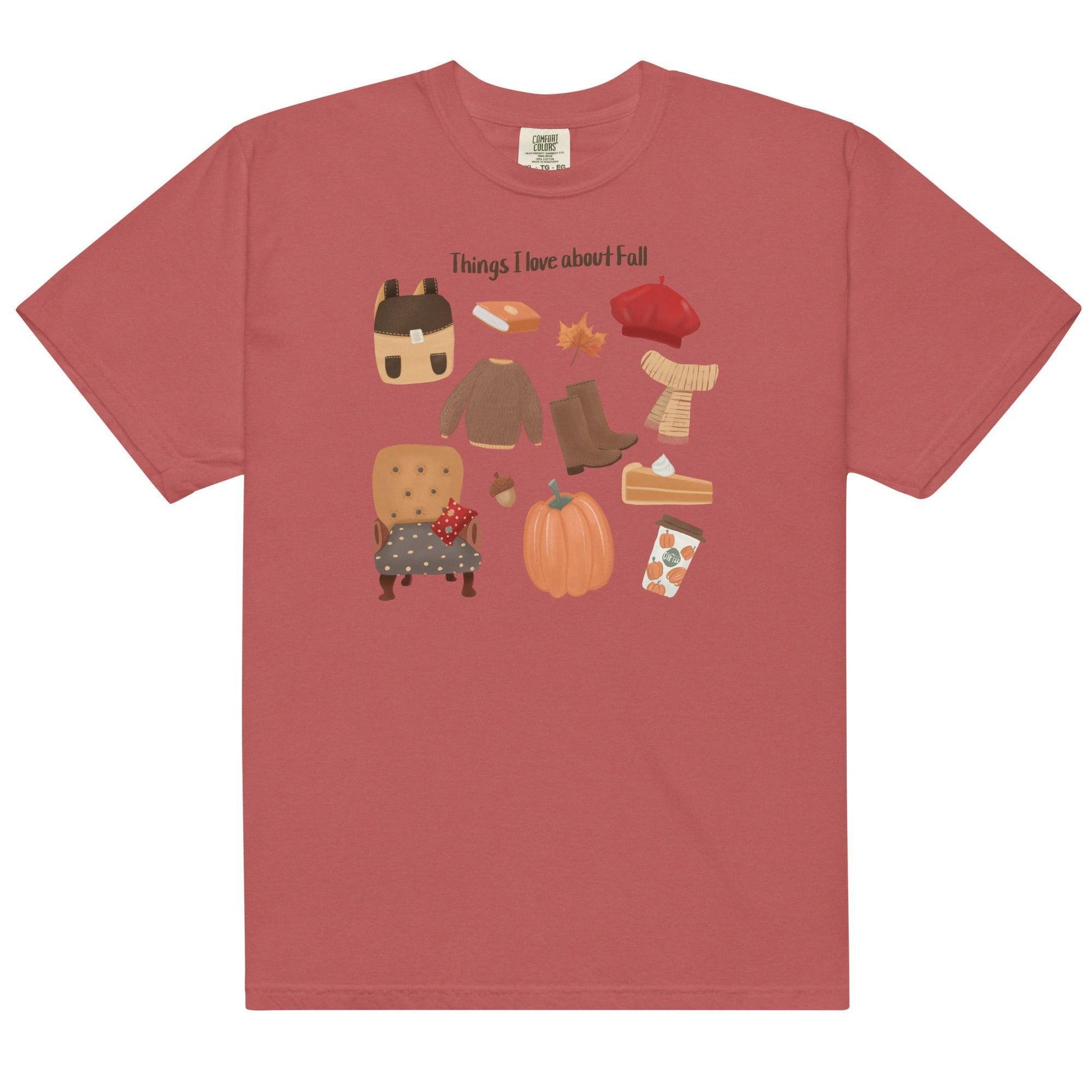 Things I love about Fall Tee Shirt - The Bean Workshop - book lover, fall, girlie, romance, tee shirt