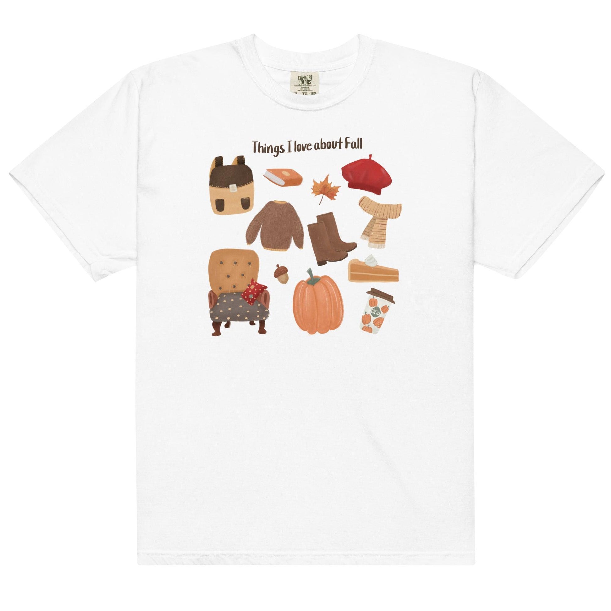 Things I love about Fall Tee Shirt - The Bean Workshop - book lover, fall, girlie, romance, tee shirt