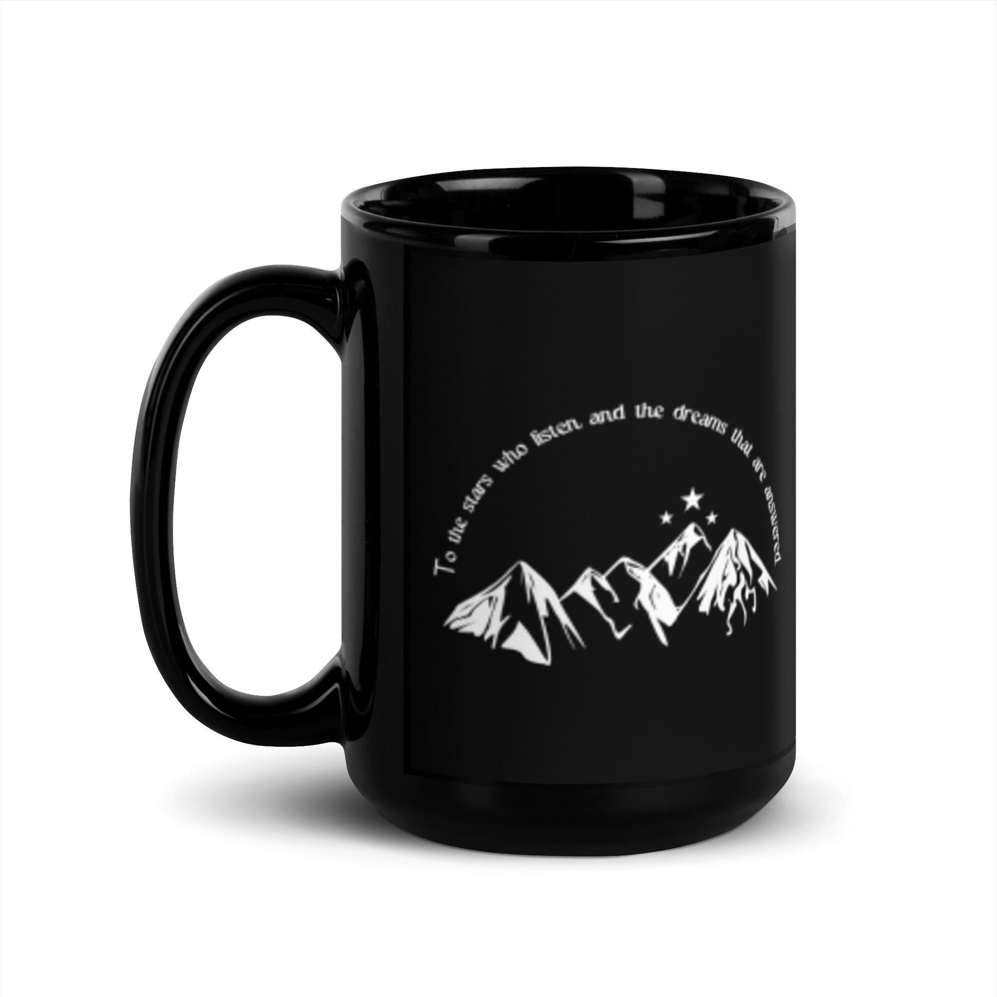 To The Stars Who Listen Black Coffee Mug - The Bean Workshop - acotar, ceramic mug, mug, sarah j. maas