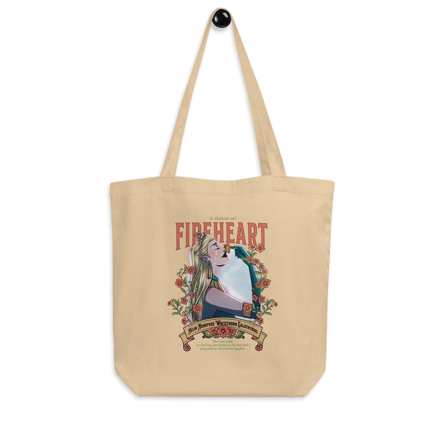 To Whatever End Fireheart Organic Cotton Twill Tote Bag - The Bean Workshop - aelin galathynius, bag, sarah j. maas, throne of glass, tog, tote