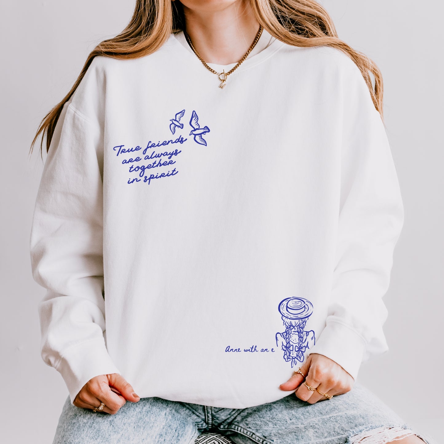 True Friends Are Always Together in Spirit Fleece Crewneck Sweatshirt