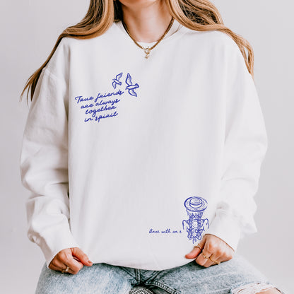 True Friends Are Always Together in Spirit Fleece Crewneck Sweatshirt