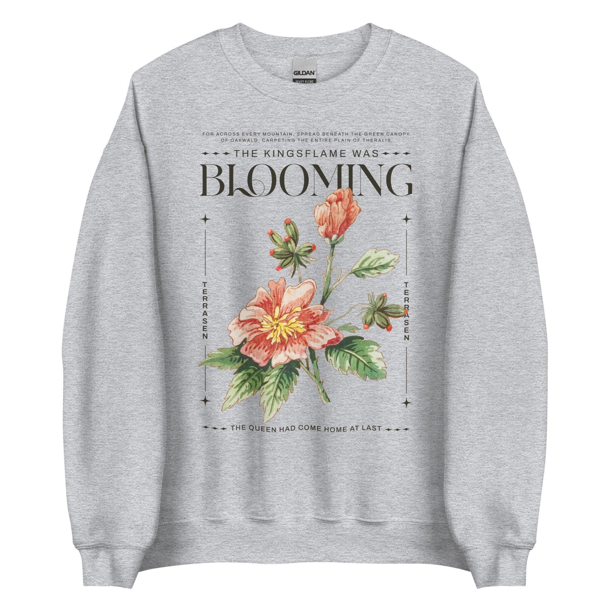 Kingsflame was Blooming Sweatshirt - The Bean Workshop - aelin galathynius, sarah j. maas, sweatshirt, throne of glass, tog