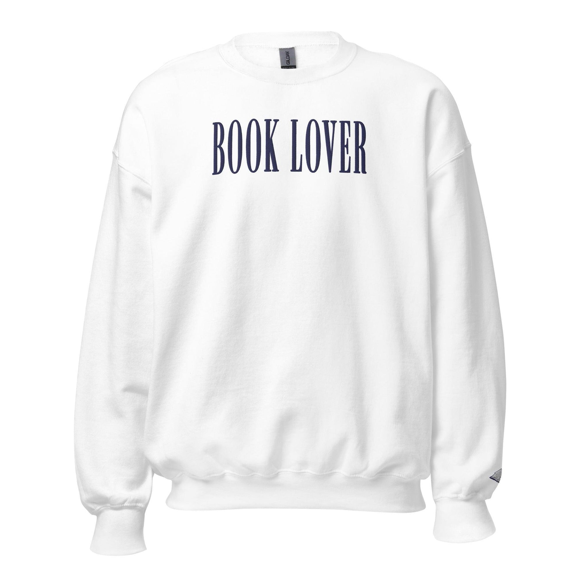 Book Lover Embroidered Sweatshirt - The Bean Workshop - book lover, bookish, embroidered, minimalistic, sweatshirt