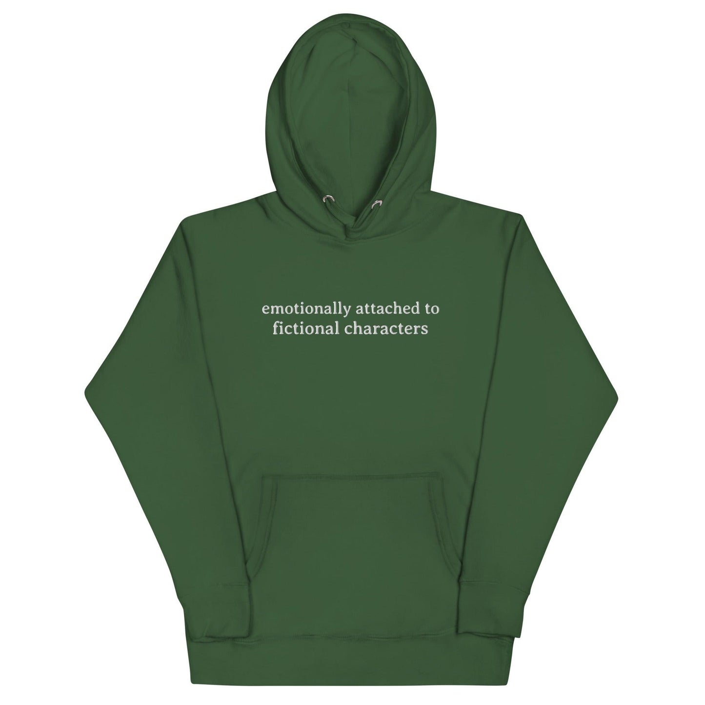 Emotionally Attached to Fictional Characters Embroidered Hoodie