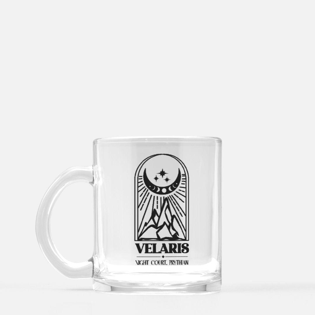 Velaris Night Court Prythian Glass Mug - The Bean Workshop - a court of thorns and roses, acotar, feyre archeron, glass mug, mug, rhysand, sarah j. maas