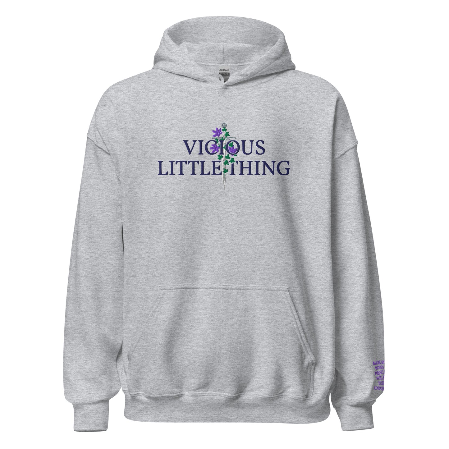 Vicious Little Thing Paedyn Gray Embroidered Hooded Sweatshirt - The Bean Workshop - embroidered, hoodie, kai azer, lauren roberts, paedyn gray, powerless