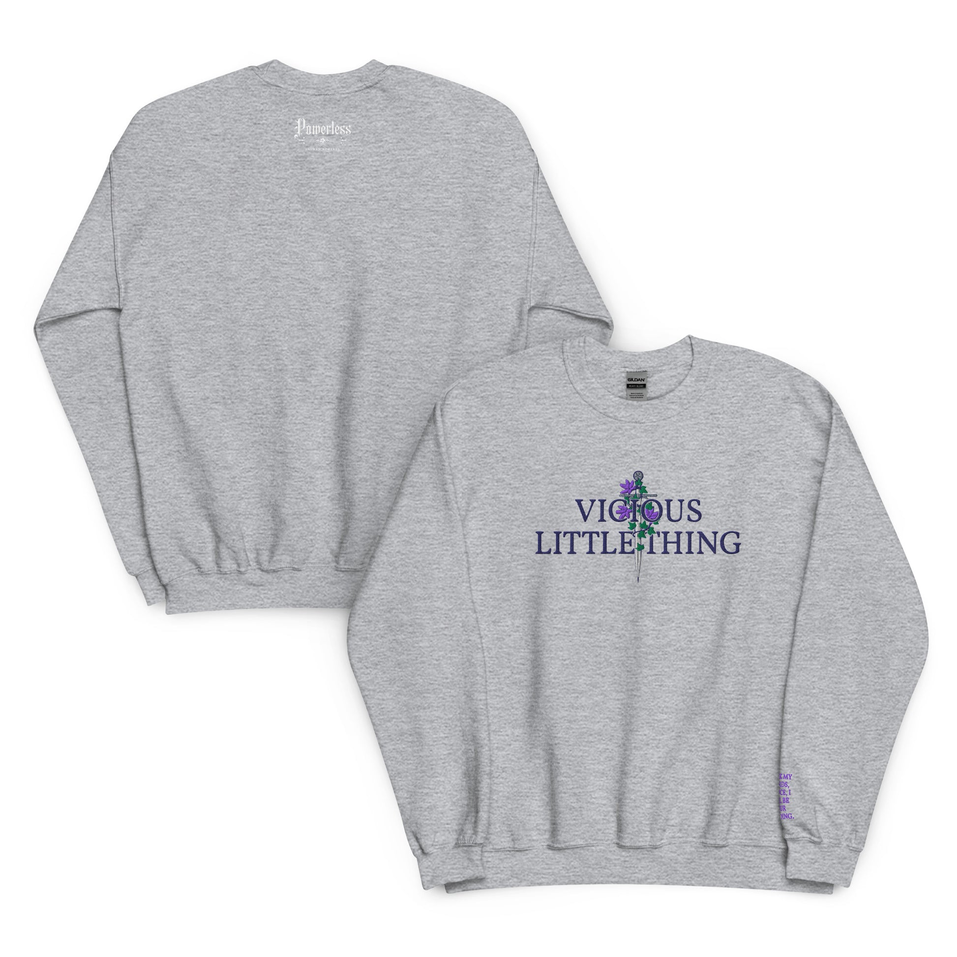 Vicious Little Thing Paedyn Gray Embroidered Sweatshirt - The Bean Workshop - embroidered, kai azer, lauren roberts, paedyn gray, powerless, pullover, sweater, sweatshirt