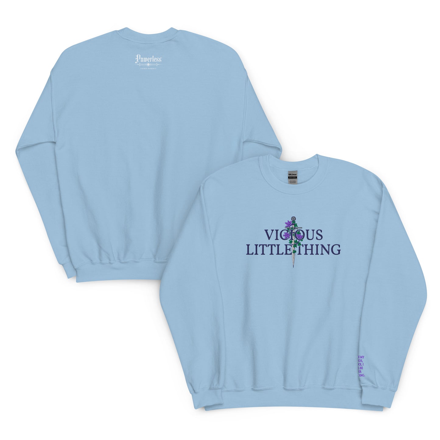 Vicious Little Thing Paedyn Gray Embroidered Sweatshirt - The Bean Workshop - embroidered, kai azer, lauren roberts, paedyn gray, powerless, pullover, sweater, sweatshirt