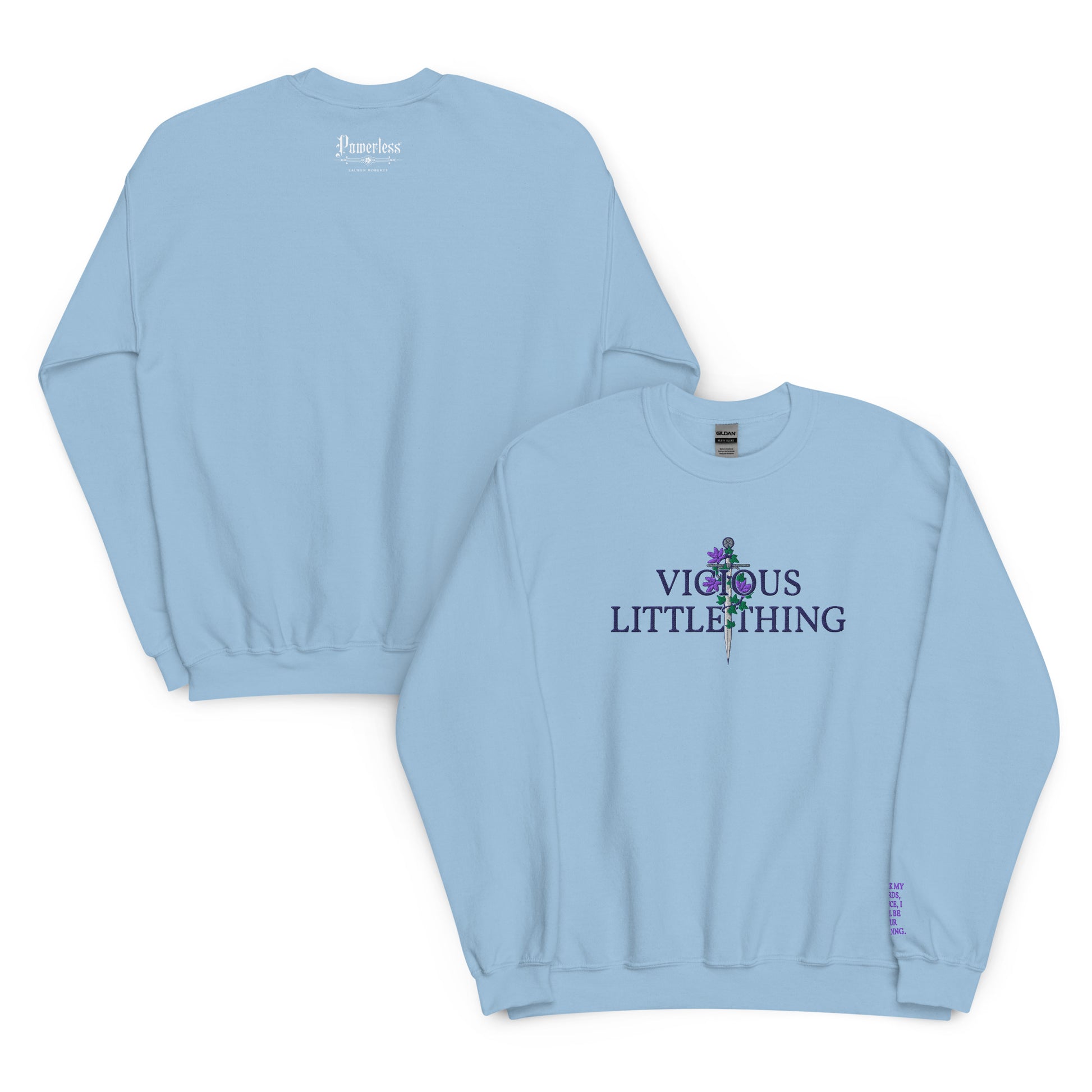 Vicious Little Thing Paedyn Gray Embroidered Sweatshirt - The Bean Workshop - embroidered, kai azer, lauren roberts, paedyn gray, powerless, pullover, sweater, sweatshirt