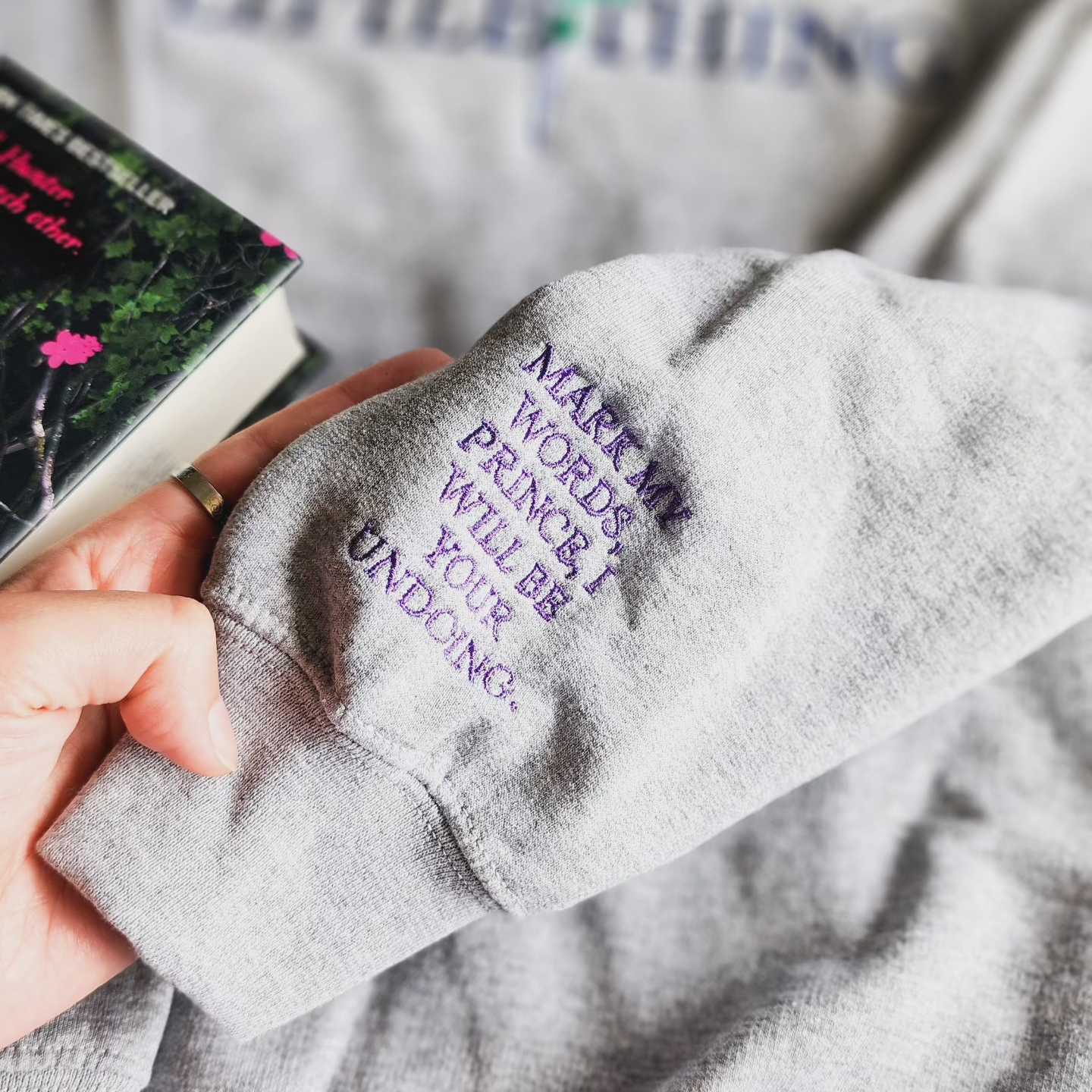 Vicious Little Thing Paedyn Gray Embroidered Sweatshirt - The Bean Workshop - embroidered, kai azer, lauren roberts, paedyn gray, powerless, pullover, sweater, sweatshirt