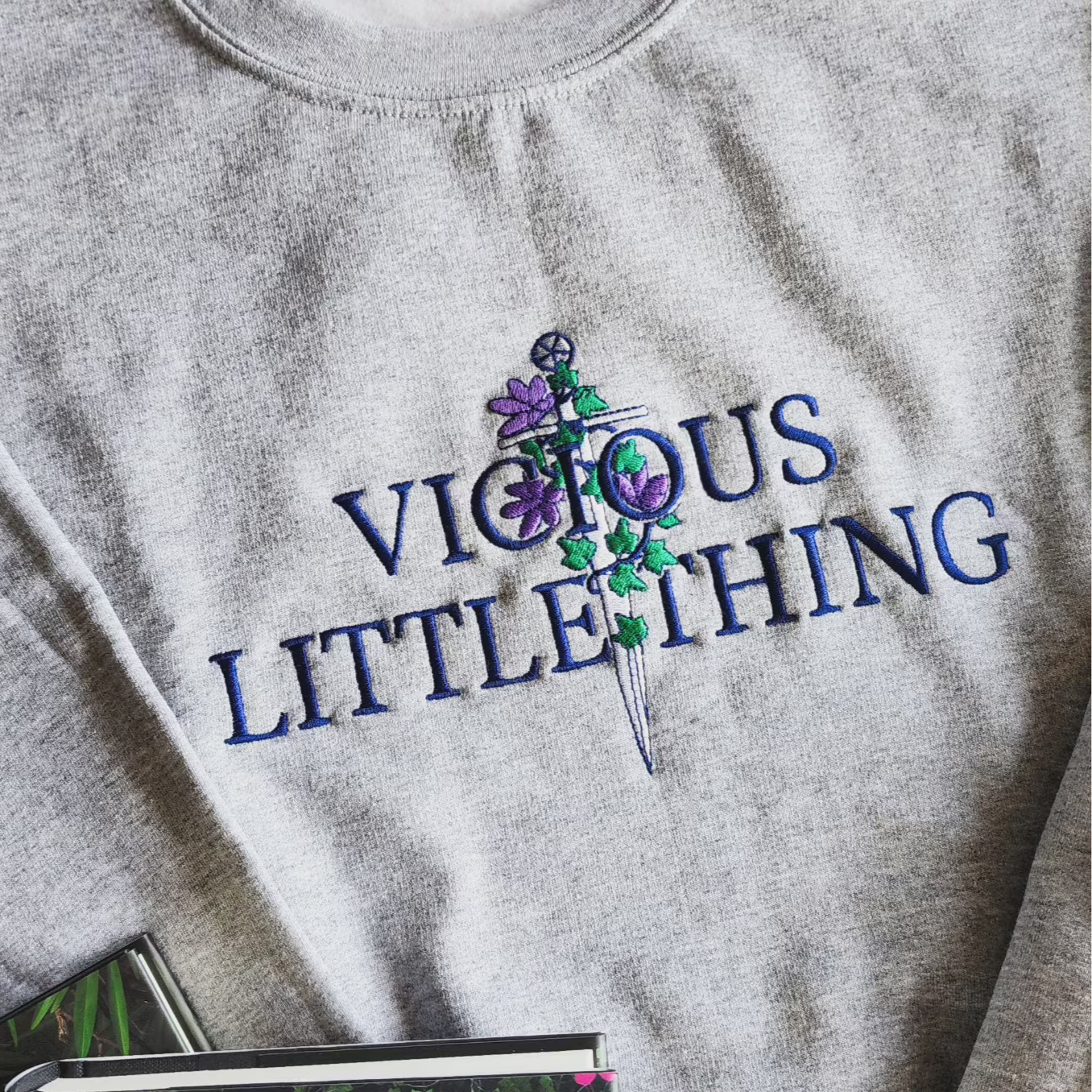 Vicious Little Thing Paedyn Gray Embroidered Sweatshirt - The Bean Workshop - embroidered, kai azer, lauren roberts, paedyn gray, powerless, pullover, sweater, sweatshirt