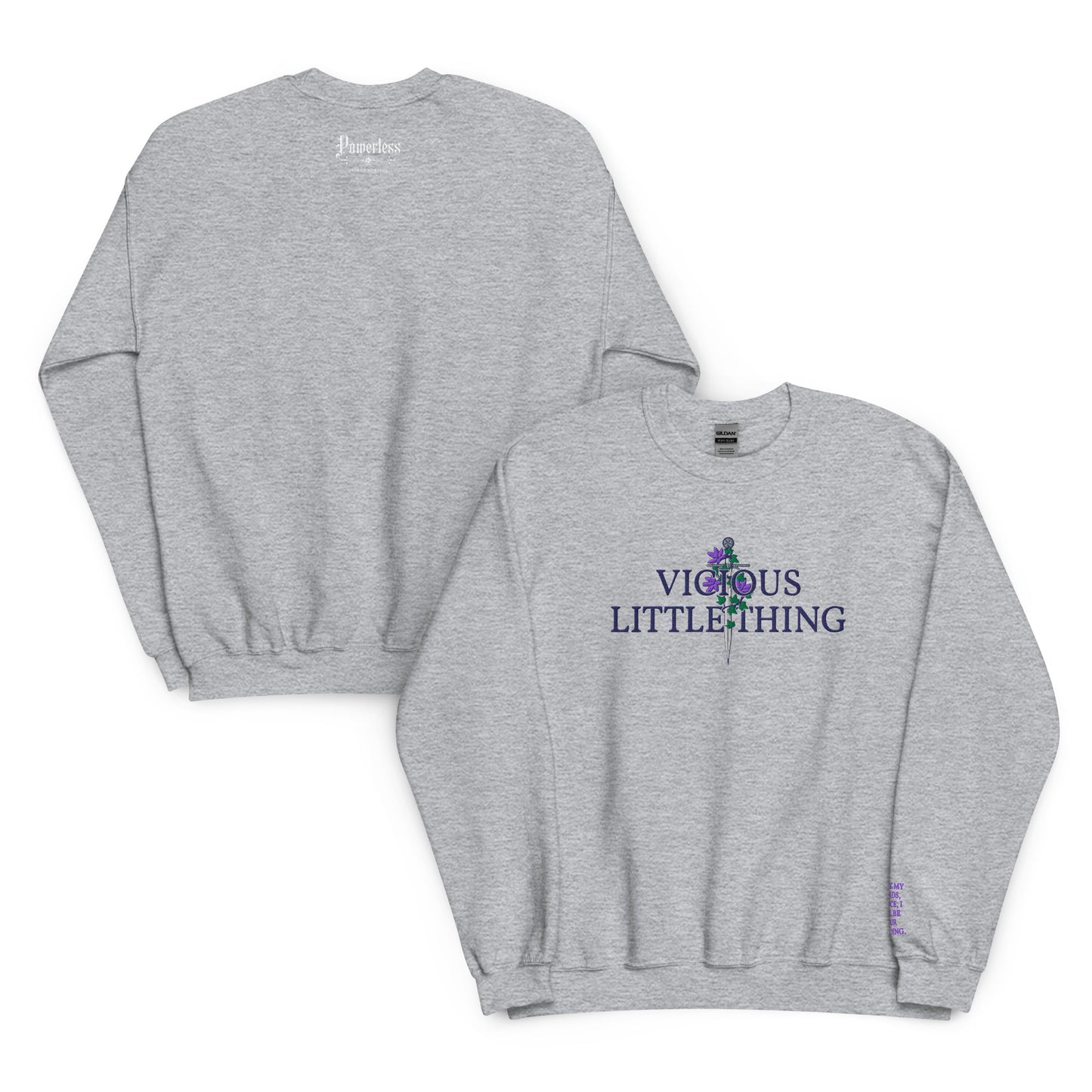 Vicious Little Thing Paedyn Gray Embroidered Sweatshirt - The Bean Workshop - embroidered, kai azer, lauren roberts, paedyn gray, powerless, pullover, sweater, sweatshirt