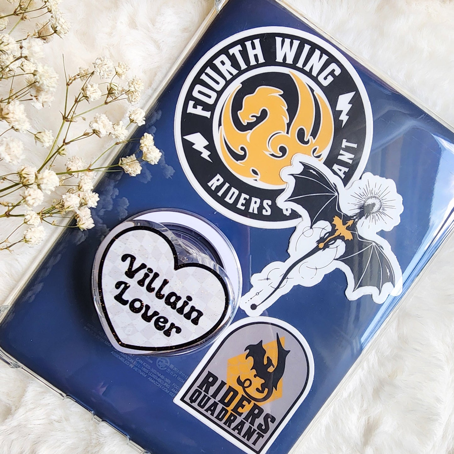 Villain Lover Glitter Magnetic Kindle Grip or Phone Holder - The Bean Workshop - Bookish Accessories, kindle grip, reading accessories