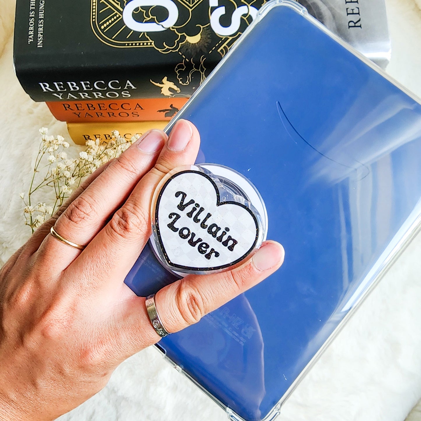 Villain Lover Glitter Magnetic Kindle Grip or Phone Holder - The Bean Workshop - Bookish Accessories, kindle grip, reading accessories