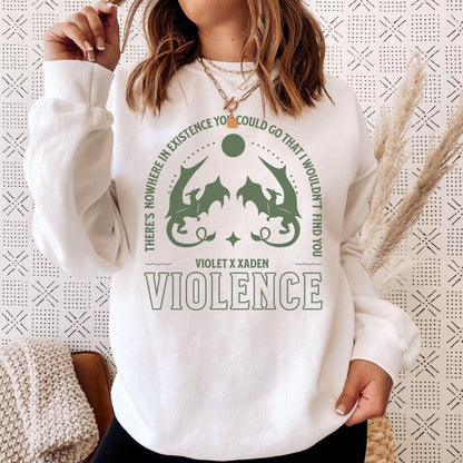 Violence Violet and Xaden Sweatshirt - The Bean Workshop - fourth wing, rebecca yarros, Sweatshirts, violet sorrengail, xaden riorson