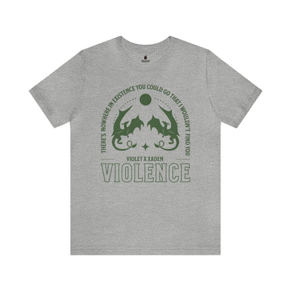 Violence Violet and Xaden T-shirt - The Bean Workshop - fourth wing, rebecca yarros, T-shirts, violet sorrengail, xaden riorson