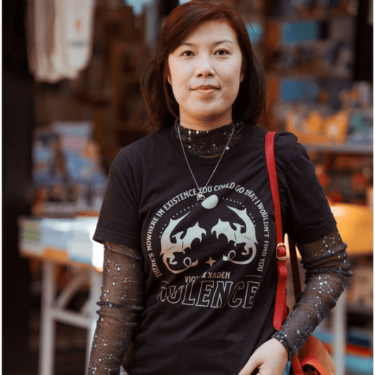 Violence Violet and Xaden T-shirt - The Bean Workshop - fourth wing, rebecca yarros, T-shirts, violet sorrengail, xaden riorson