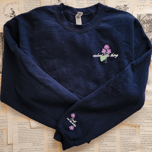 Violent Little Thing Embroidered Sweatshirt - The Bean Workshop - embroidered, fourth wing, rebecca yarros, sweatshirt, violet sorrengail