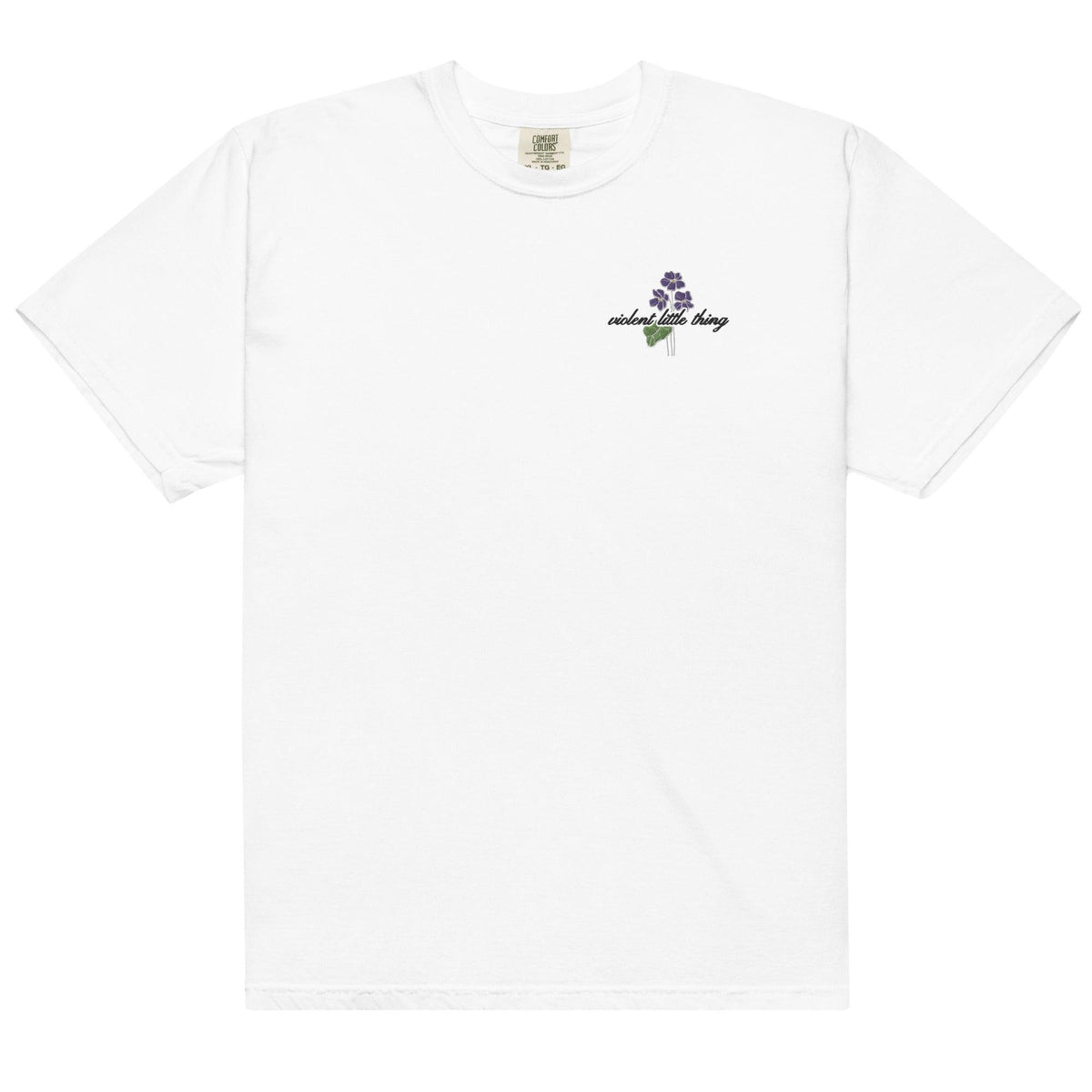 Violent Little Thing Embroidered T-shirt - The Bean Workshop - box tee, embroidered, fourth wing, rebecca yarros, violet sorrengail