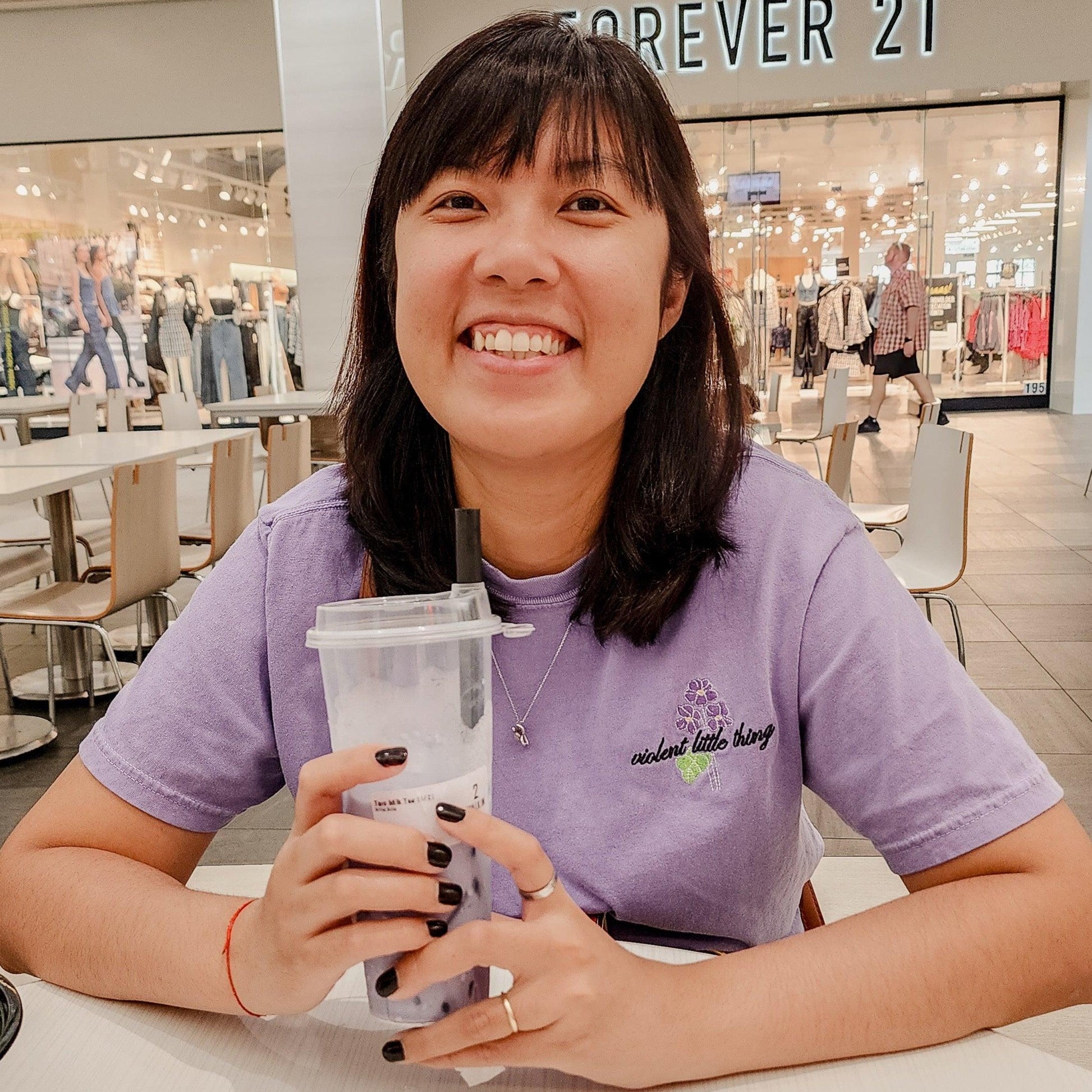 Violent Little Thing Embroidered T-shirt - The Bean Workshop - box tee, embroidered, fourth wing, rebecca yarros, violet sorrengail
