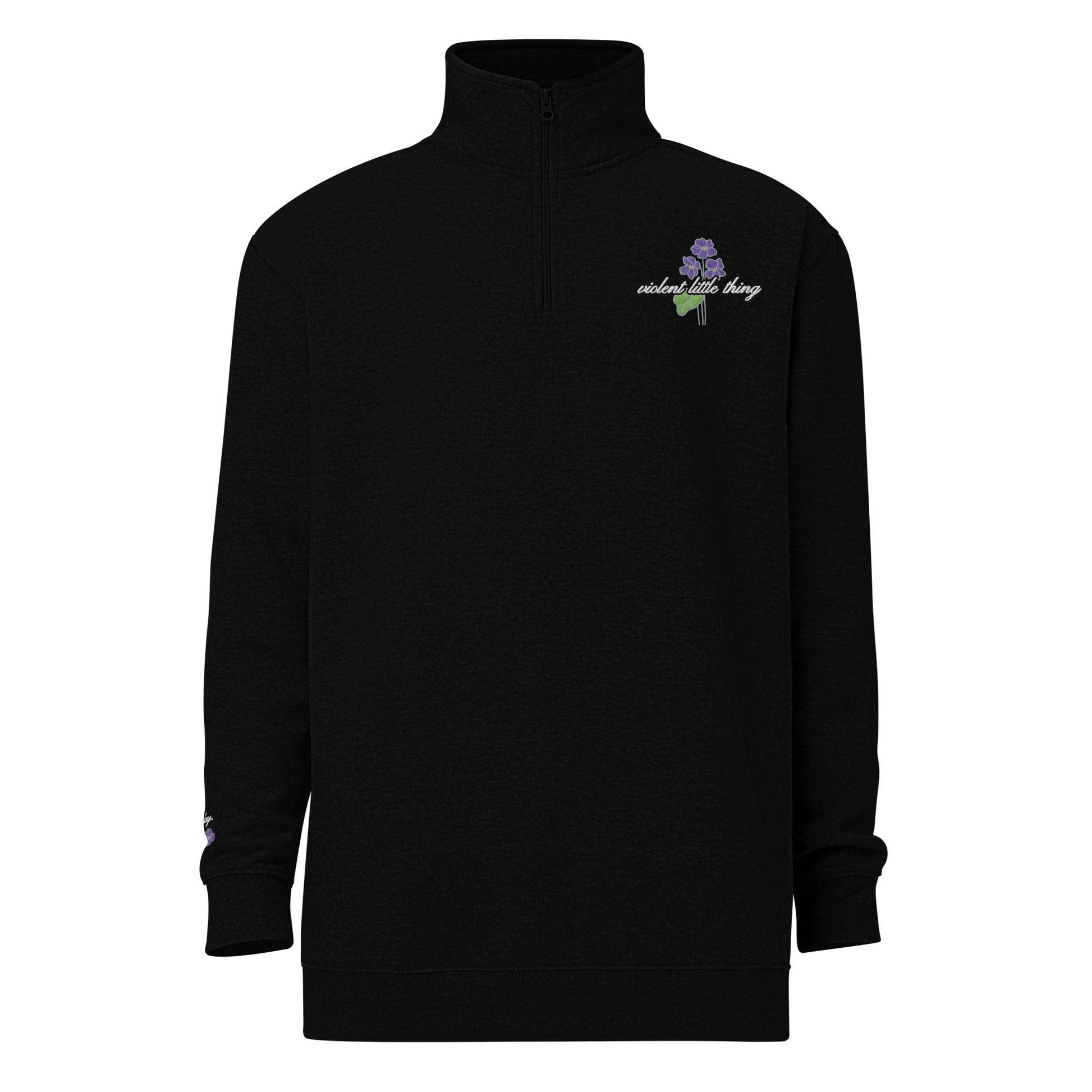 Violent Little Thing Embroidered Zip Up Pullover - The Bean Workshop - embroidered, fourth wing, rebecca yarros, sweatshirt, violet sorrengail, zip-up