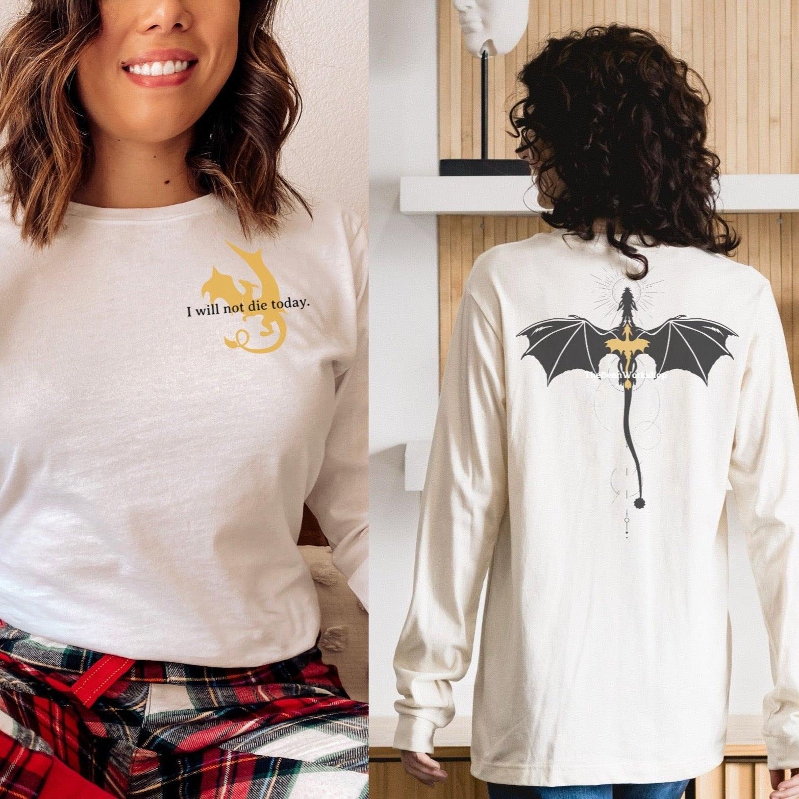 Violet Sorrengail Dragon Relic Long Sleeve T-shirt - The Bean Workshop - fourth wing, long sleeve, rebecca yarros, violet sorrengail