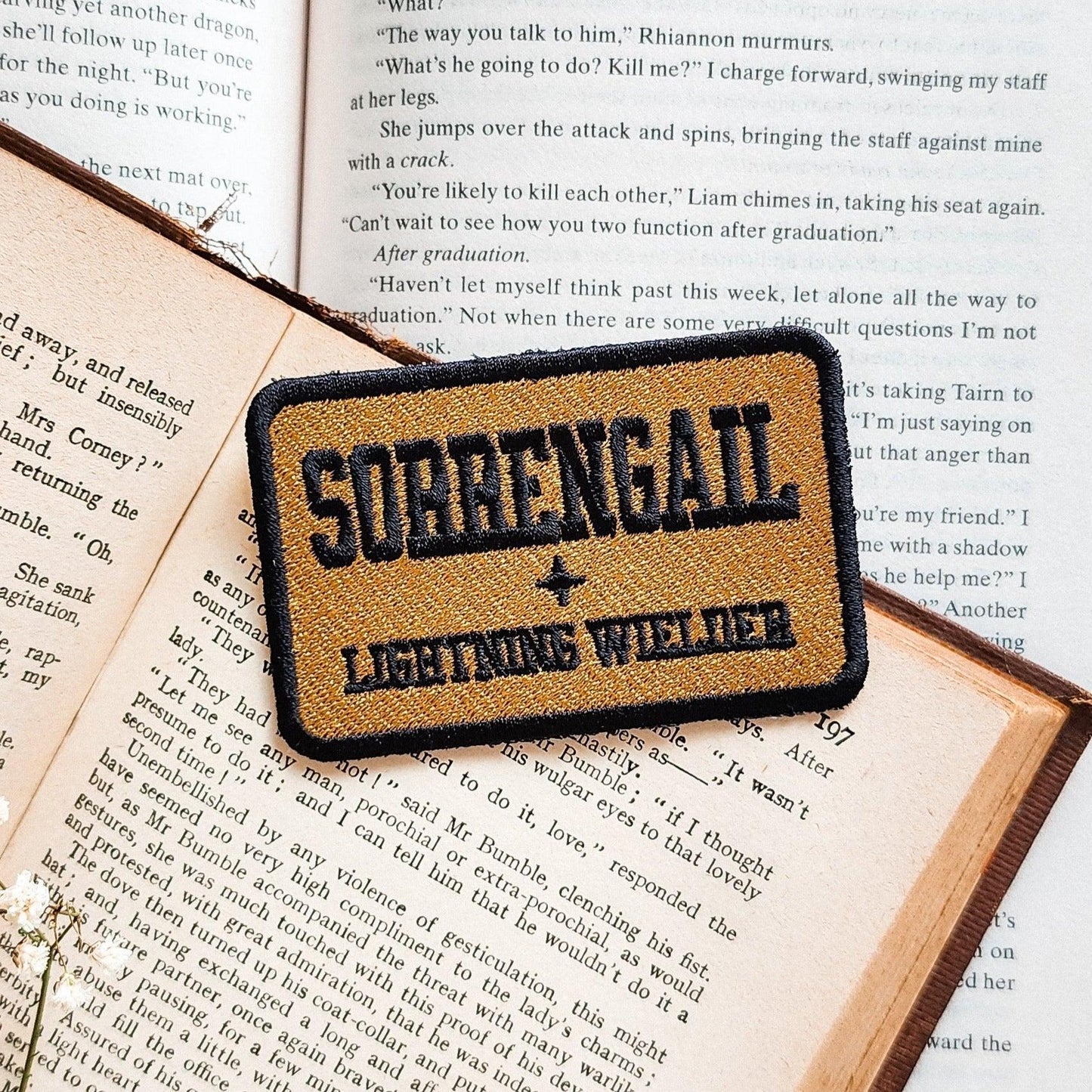 Violet Sorrengail Embroidered Name Tag - The Bean Workshop - embroidered, fourth wing, patch, rebecca yarros, violet sorrengail