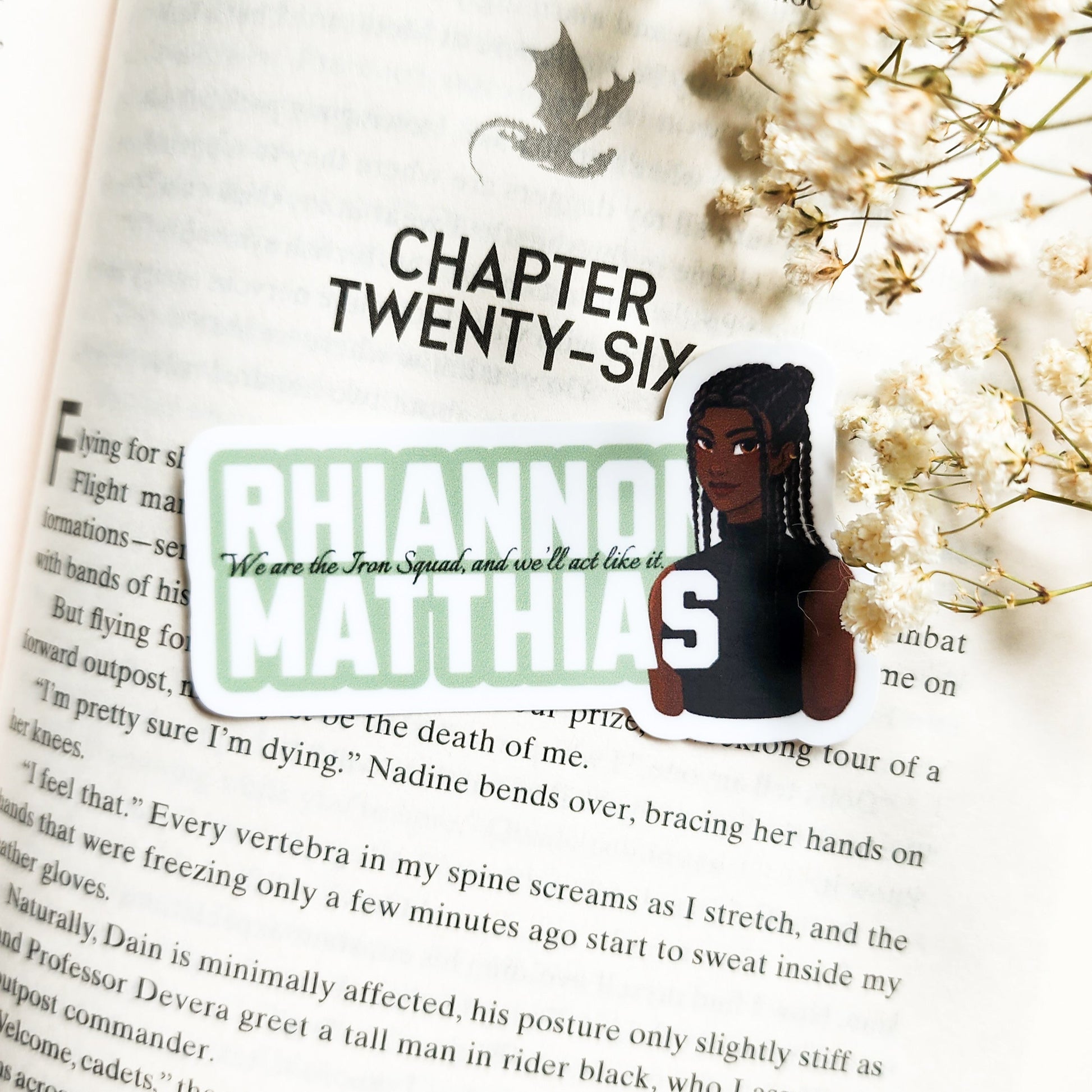 We Are The Iron Squad Rhiannon Matthias Sticker - The Bean Workshop - fourth wing, Fourth Wing Merch, IMOGEN CARDULO, rebecca yarros, rhiannon Matthias, sticker, violet sorrengail, xaden riorson