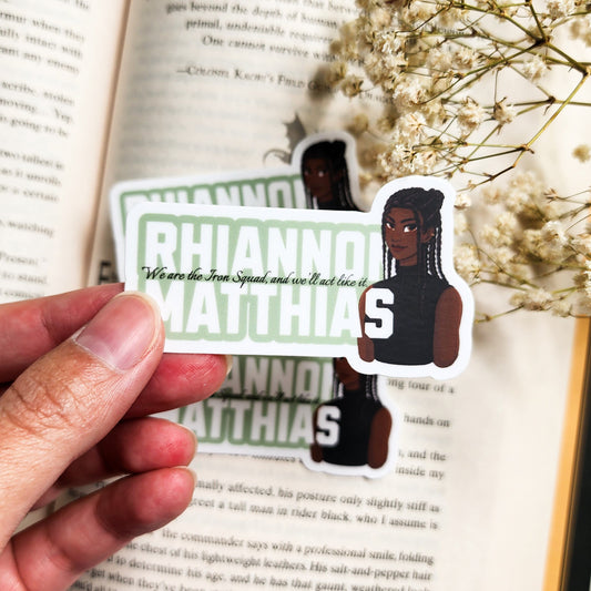 We Are The Iron Squad Rhiannon Matthias Sticker - The Bean Workshop - fourth wing, Fourth Wing Merch, IMOGEN CARDULO, rebecca yarros, rhiannon Matthias, sticker, violet sorrengail, xaden riorson