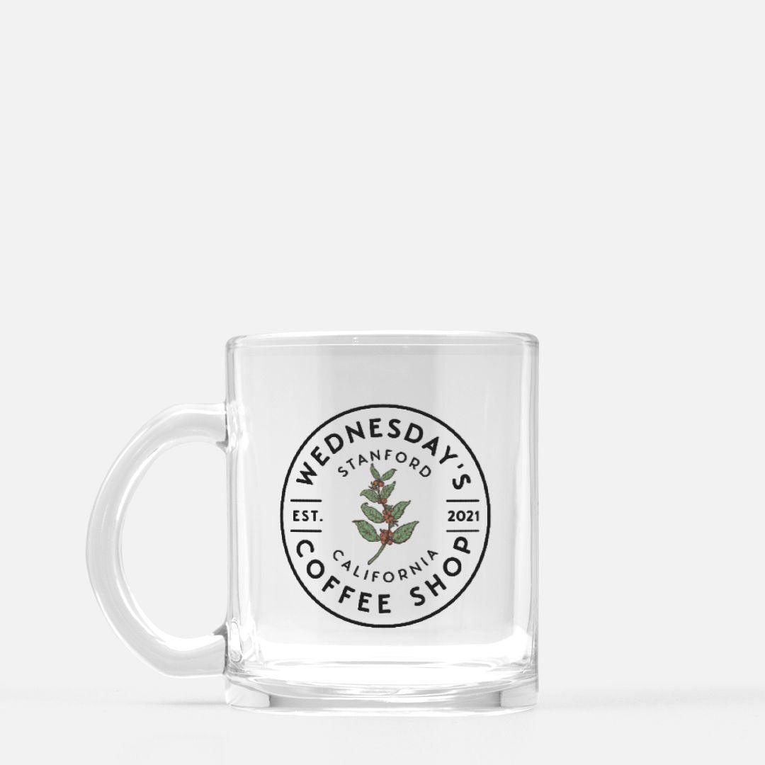 Wednesday's Coffee Shop Glass Mug - The Bean Workshop - adam carlsen, ali hazelwood, glass mug, mug, olive smith, the love hypothesis