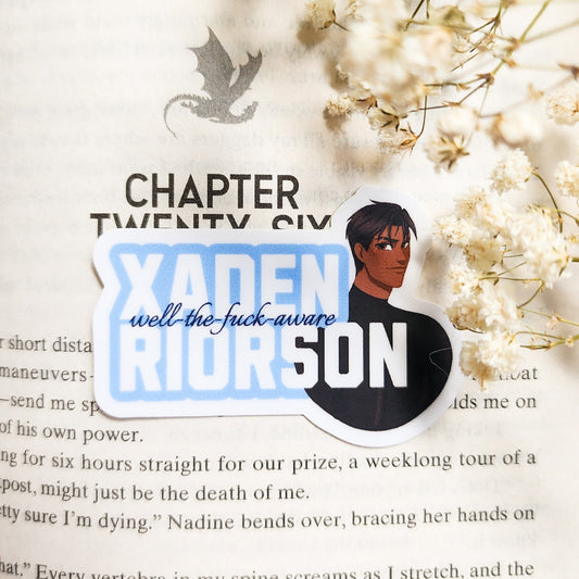 Well The F Aware Xaden Riorson Sticker - The Bean Workshop - fourth wing, Fourth Wing Merch, rebecca yarros, sticker, violet sorrengail, xaden riorson