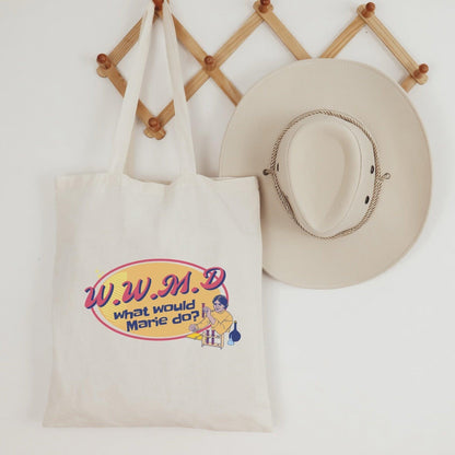 What Would Marie Curie Do? Organic Cotton Twill Tote Bag - The Bean Workshop - Ali Hazelwood, Bookish Accessories, Love on the Brain, tote, tote bag