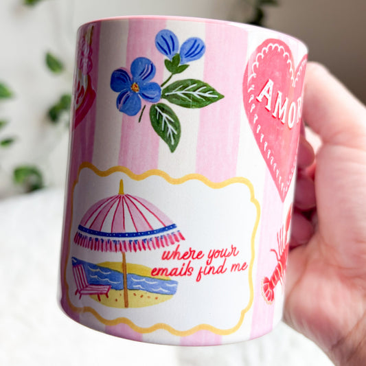 Where Your Emails Find Me Pink Ceramic Mug