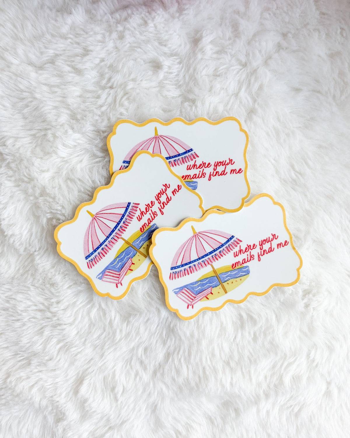 Where Your Emails Find Me Sticker - The Bean Workshop - beach sticker, bookish sticker, die cut sticker, e-reader sticker, funny sticker, kindle sticker, out of office, waterproof sticker