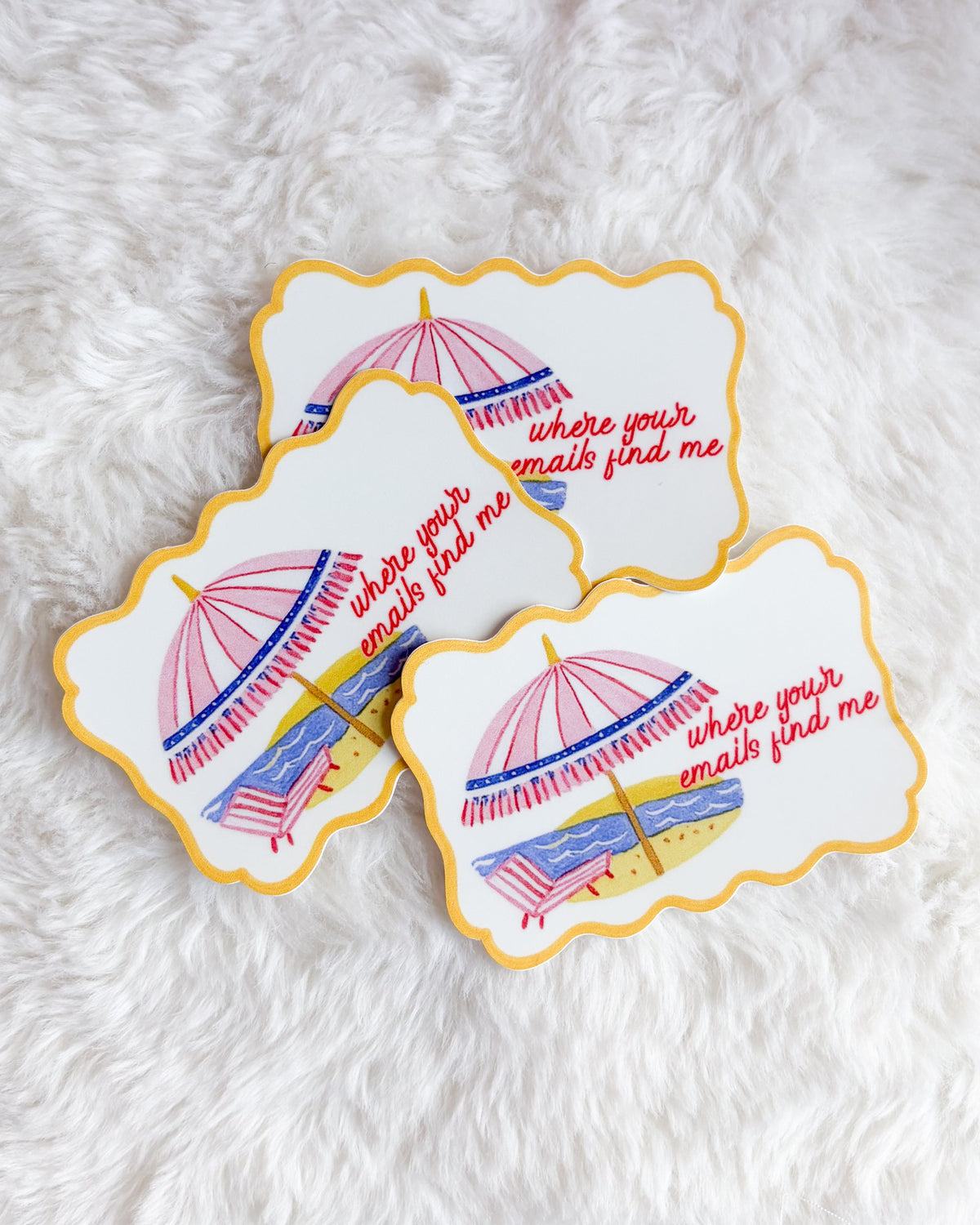 Where Your Emails Find Me Sticker - The Bean Workshop - beach sticker, bookish sticker, die cut sticker, e-reader sticker, funny sticker, kindle sticker, out of office, waterproof sticker