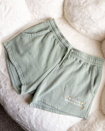 Will Yap About Books Embroidered Wave Wash Fleece Shorts