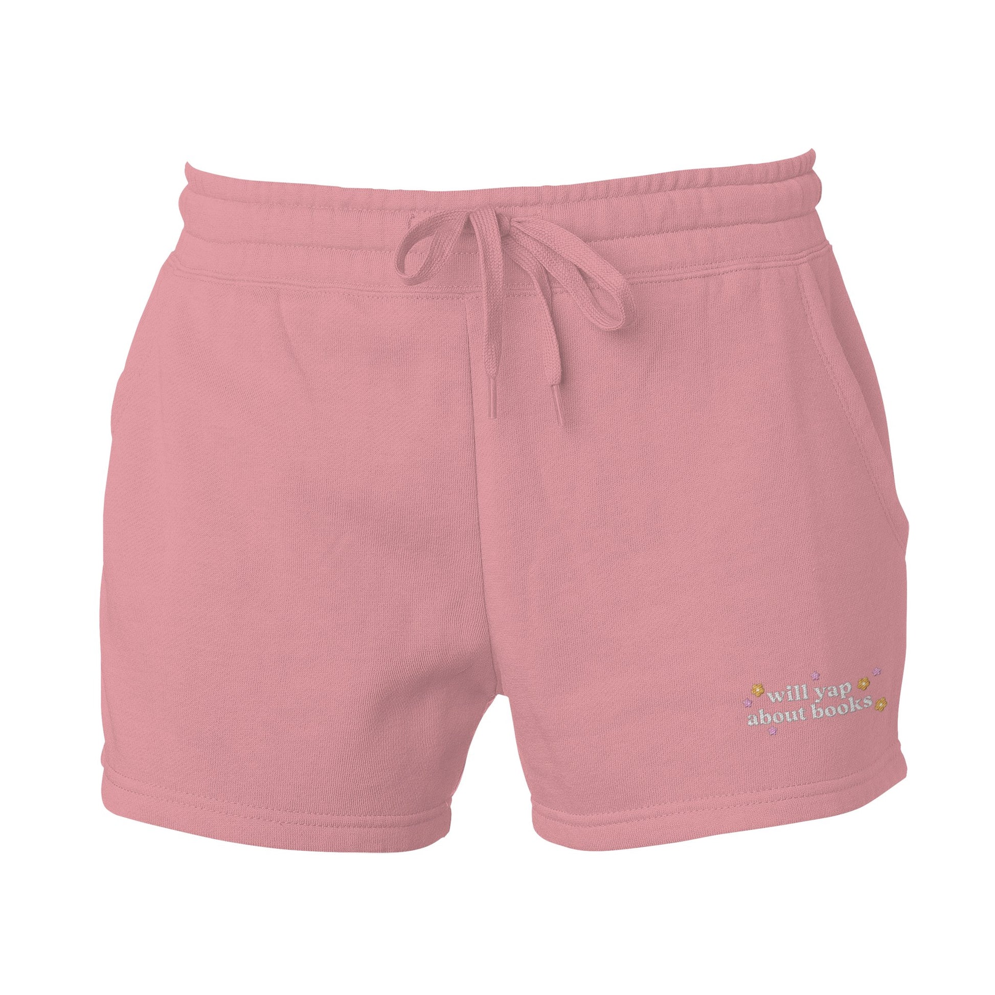 Will Yap About Books Embroidered Wave Wash Fleece Shorts
