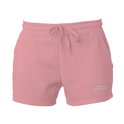 Will Yap About Books Embroidered Wave Wash Fleece Shorts