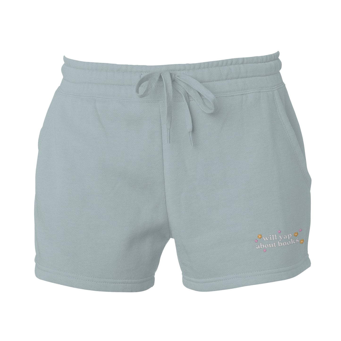 Will Yap About Books Embroidered Wave Wash Fleece Shorts