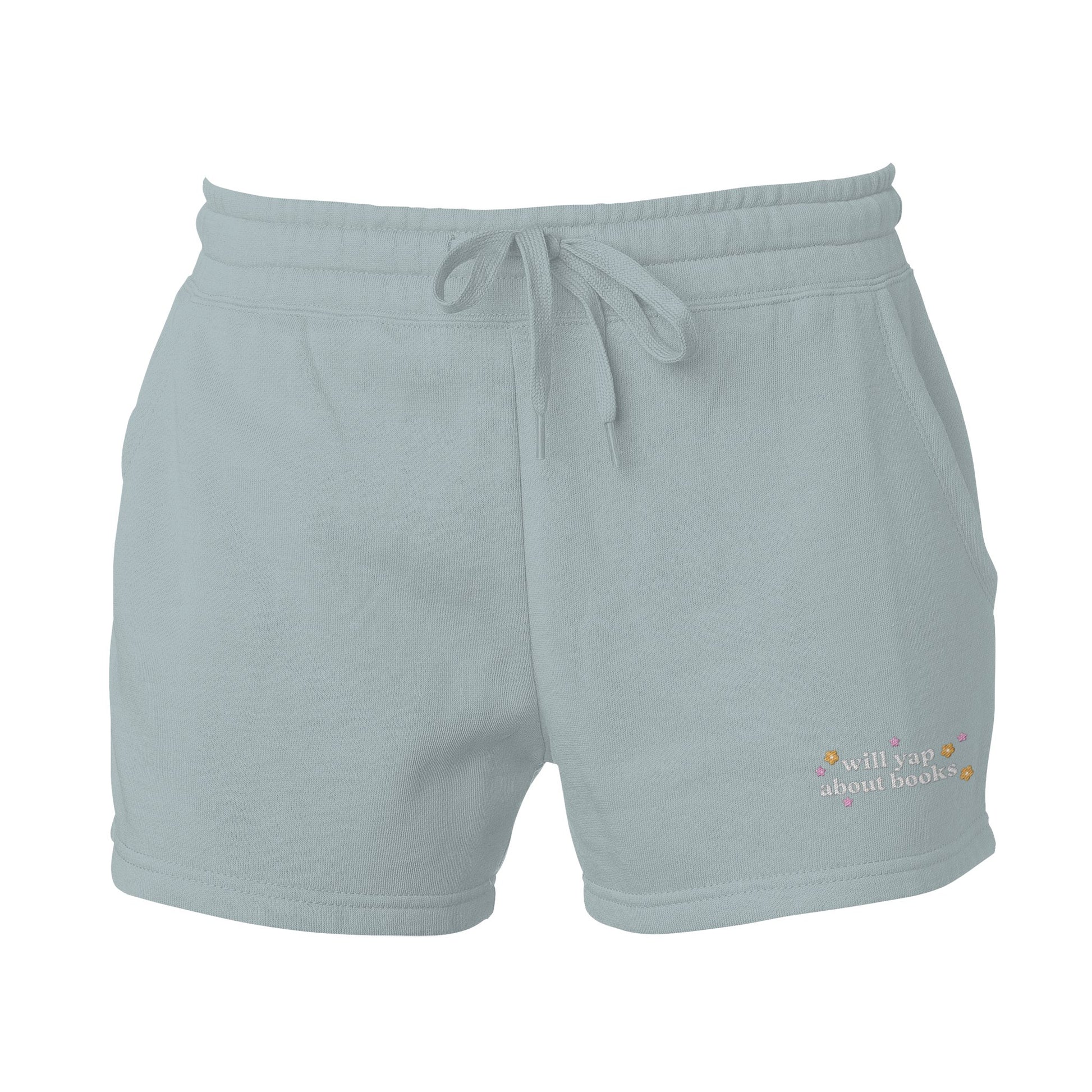 Will Yap About Books Embroidered Wave Wash Fleece Shorts