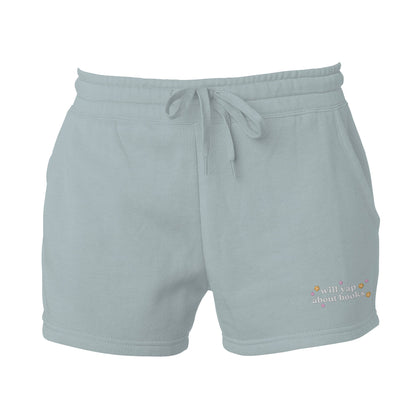 Will Yap About Books Embroidered Wave Wash Fleece Shorts