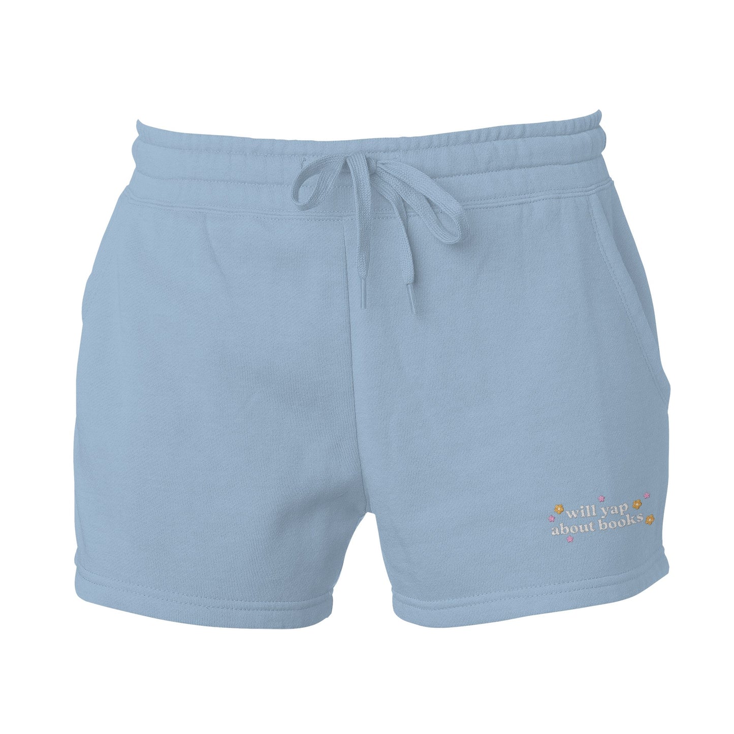 Will Yap About Books Embroidered Wave Wash Fleece Shorts
