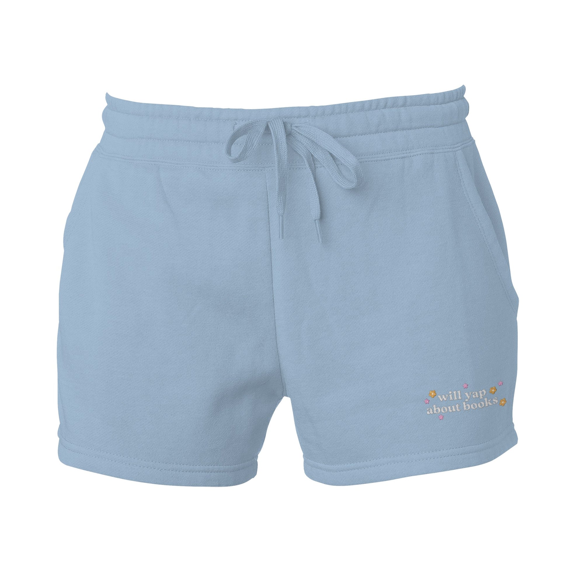 Will Yap About Books Embroidered Wave Wash Fleece Shorts
