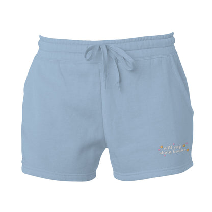 Will Yap About Books Embroidered Wave Wash Fleece Shorts