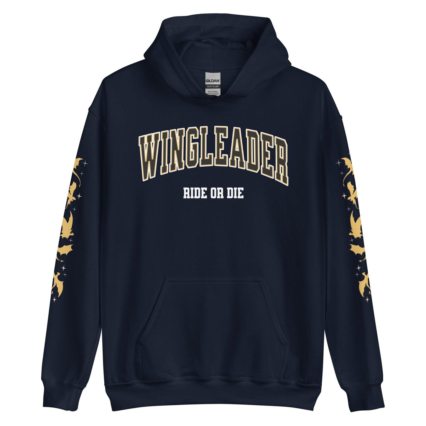 Wingleader Ride or Die Hoodie - The Bean Workshop - fourth wing, hooded sweatshirt, hoodie, iron flame, onyx storm, rebecca yarros